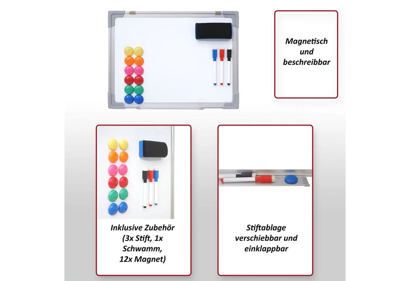 MCW Magnettafel MCW-C84 Weiß mit Magnetdeckel und Stifthalterung - Bild 3