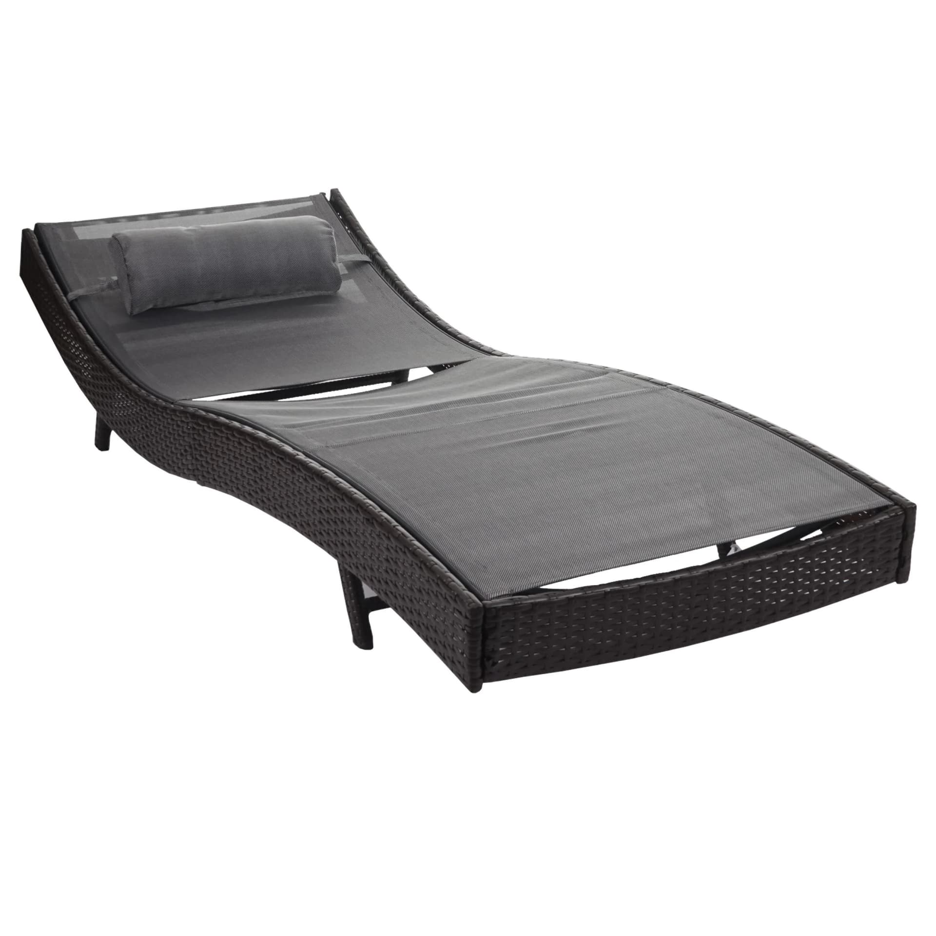 MCW Sonnenliege Phoenix Poly-Rattan Braun-Grau Höhenverstellbar - Bild 2