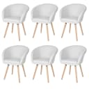 MCW 6er-Set Esszimmerstuhl Vaasa T633 Retro Weiß Kunstleder Bild 2