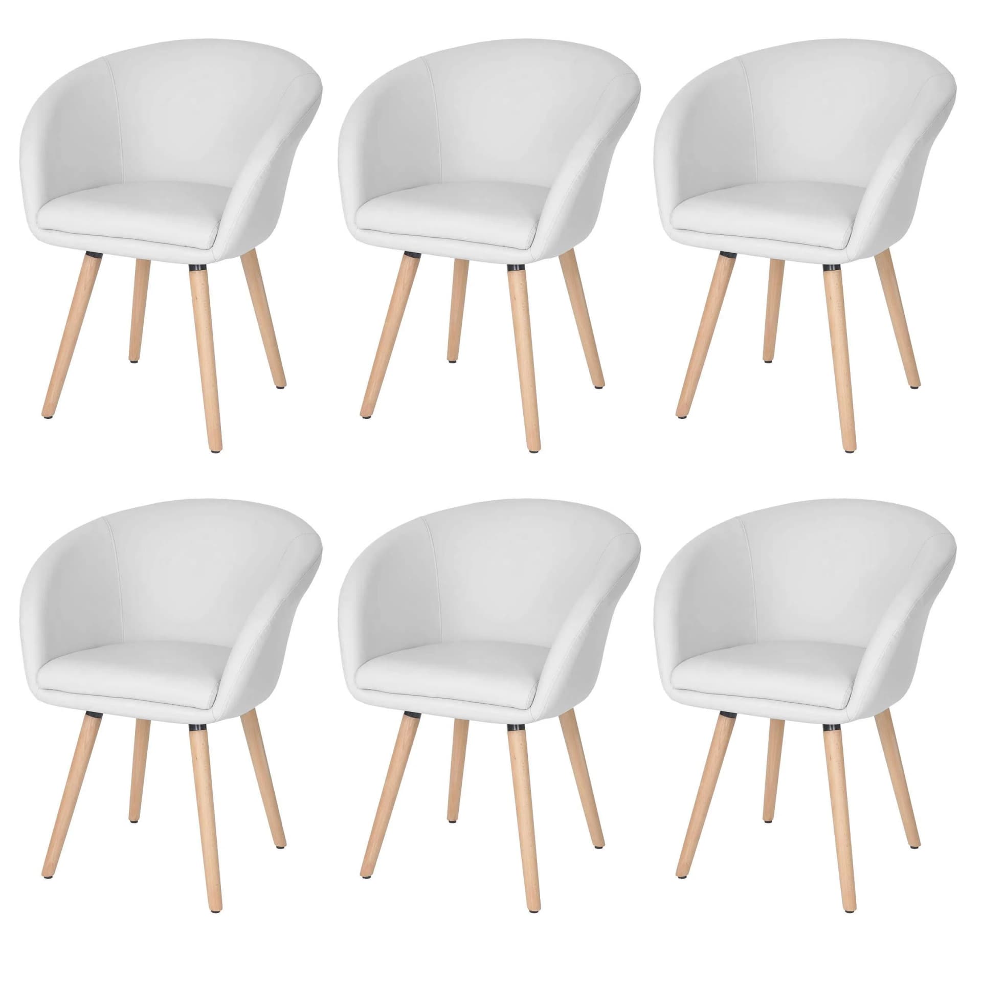 MCW 6er-Set Esszimmerstuhl Vaasa T633 Retro Weiß Kunstleder - Bild 2