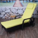 MCW Poly-Rattan Sonnenliege Cesena Alu Anthrazit Kissen Hellgrün Bild 1