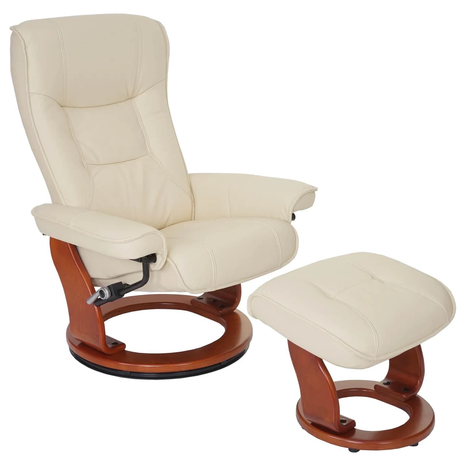 MCA Relaxsessel Halifax mit Hocker, Echtleder Creme/Honigfarben