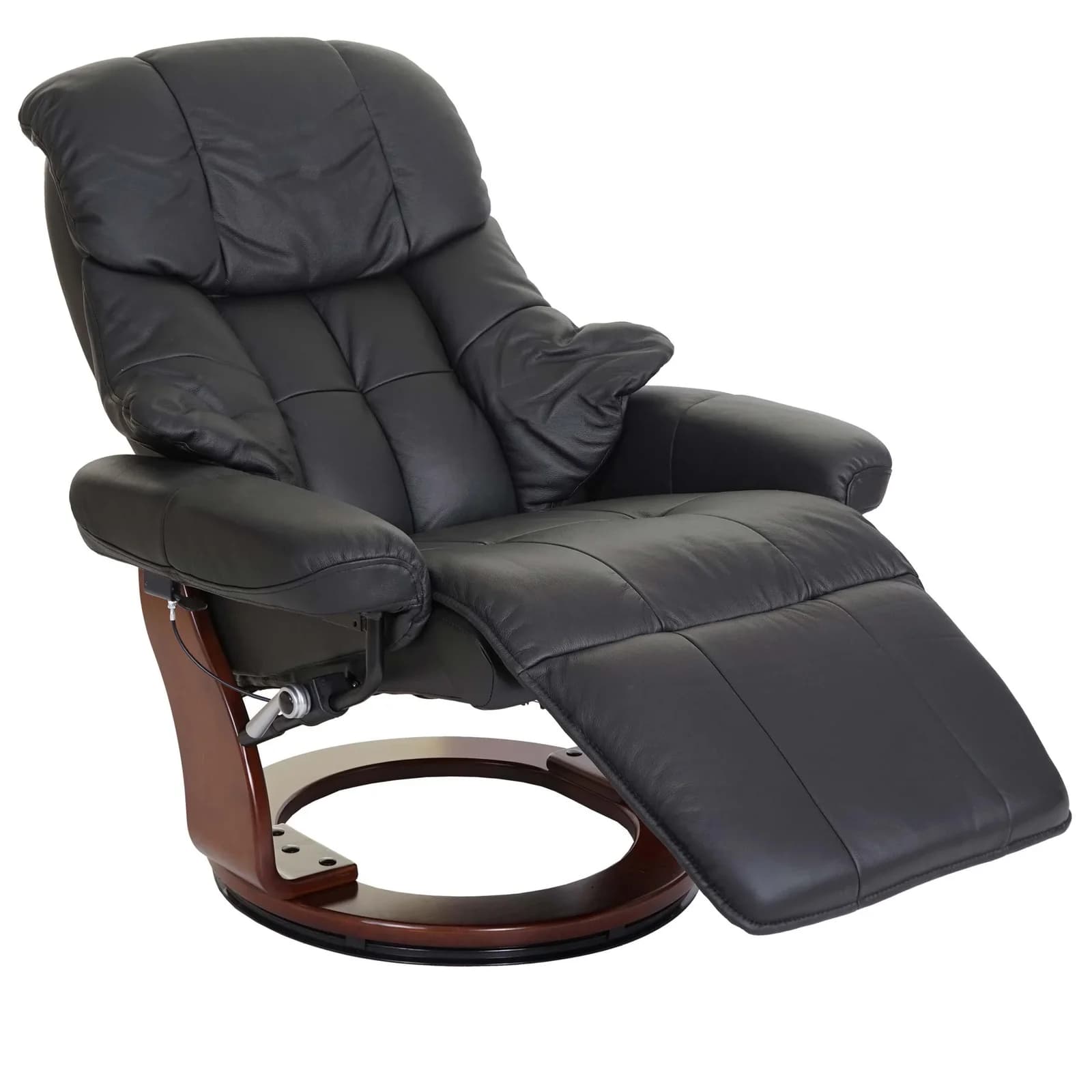 MCA Relaxsessel Windsor 2 Fernsehsessel Echtleder Schwarz Walnuss-Optik - Bild 2