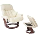 MCA Relaxsessel Windsor XXL TV-Sessel mit Hocker Echtleder Creme Walnuss Bild 2