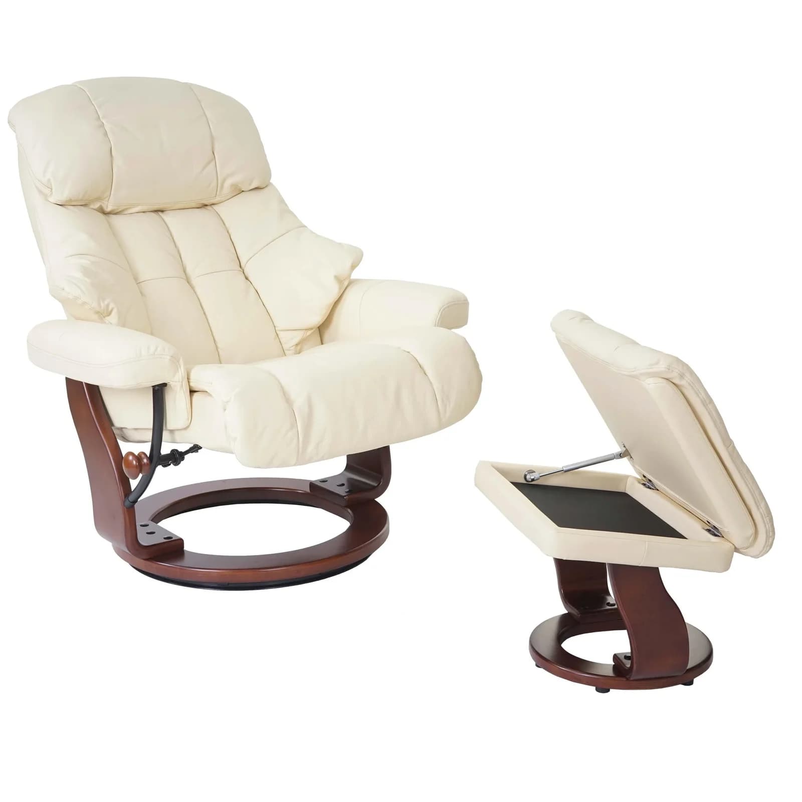 MCA Relaxsessel Windsor XXL TV-Sessel mit Hocker Echtleder Creme Walnuss - Bild 2