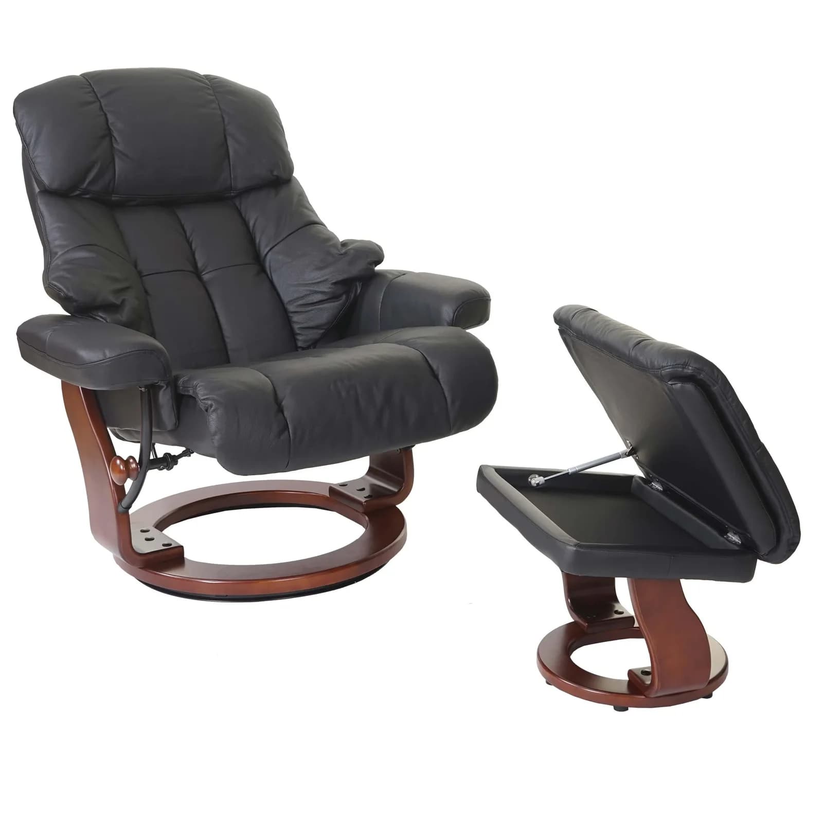 MCA Relaxsessel Windsor XXL TV-Sessel mit Hocker Schwarz Walnuss - Bild 2