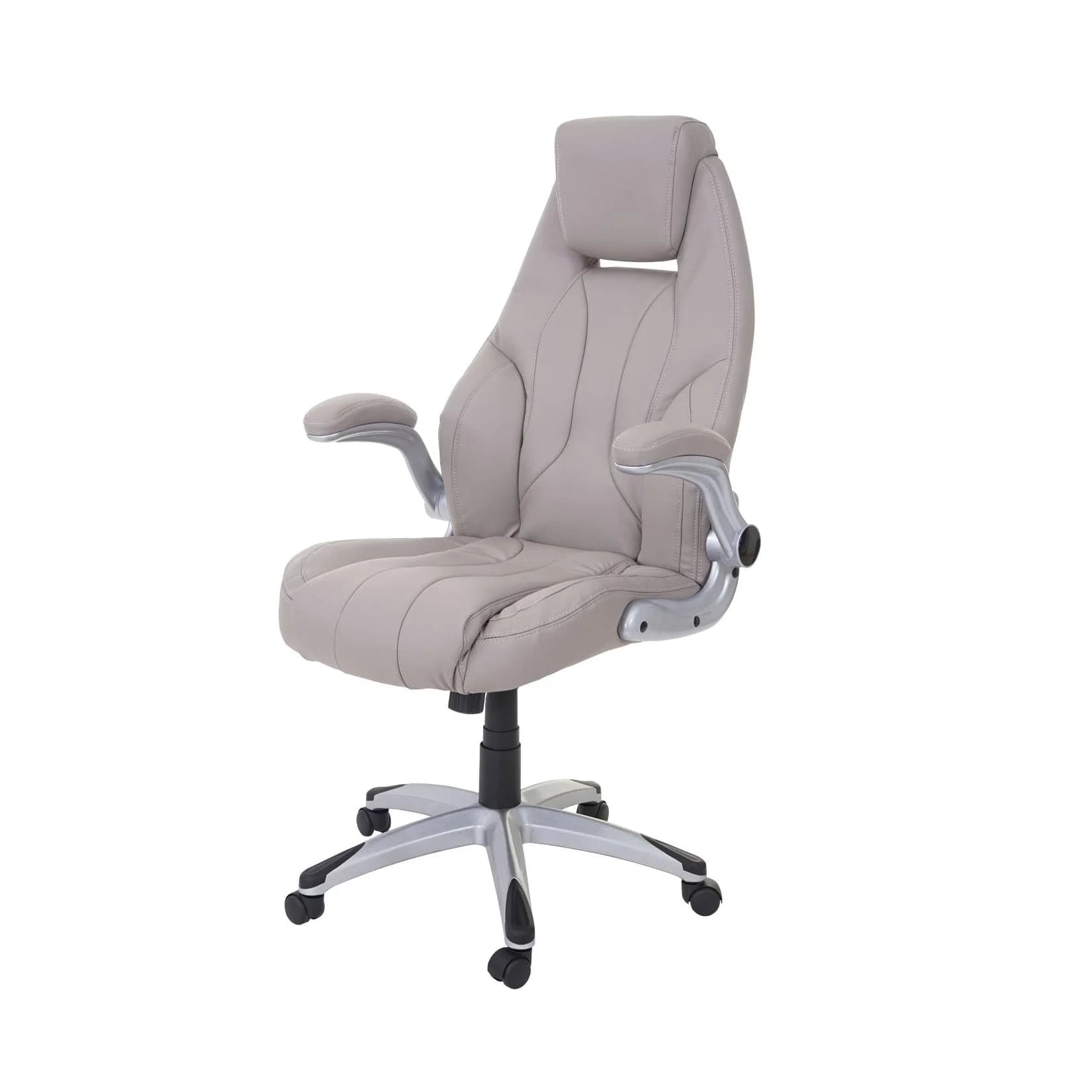 Bürostuhl MCW-A65 Chefsessel Drehstuhl Kunstleder taupe-grau MVG-zertifiziert