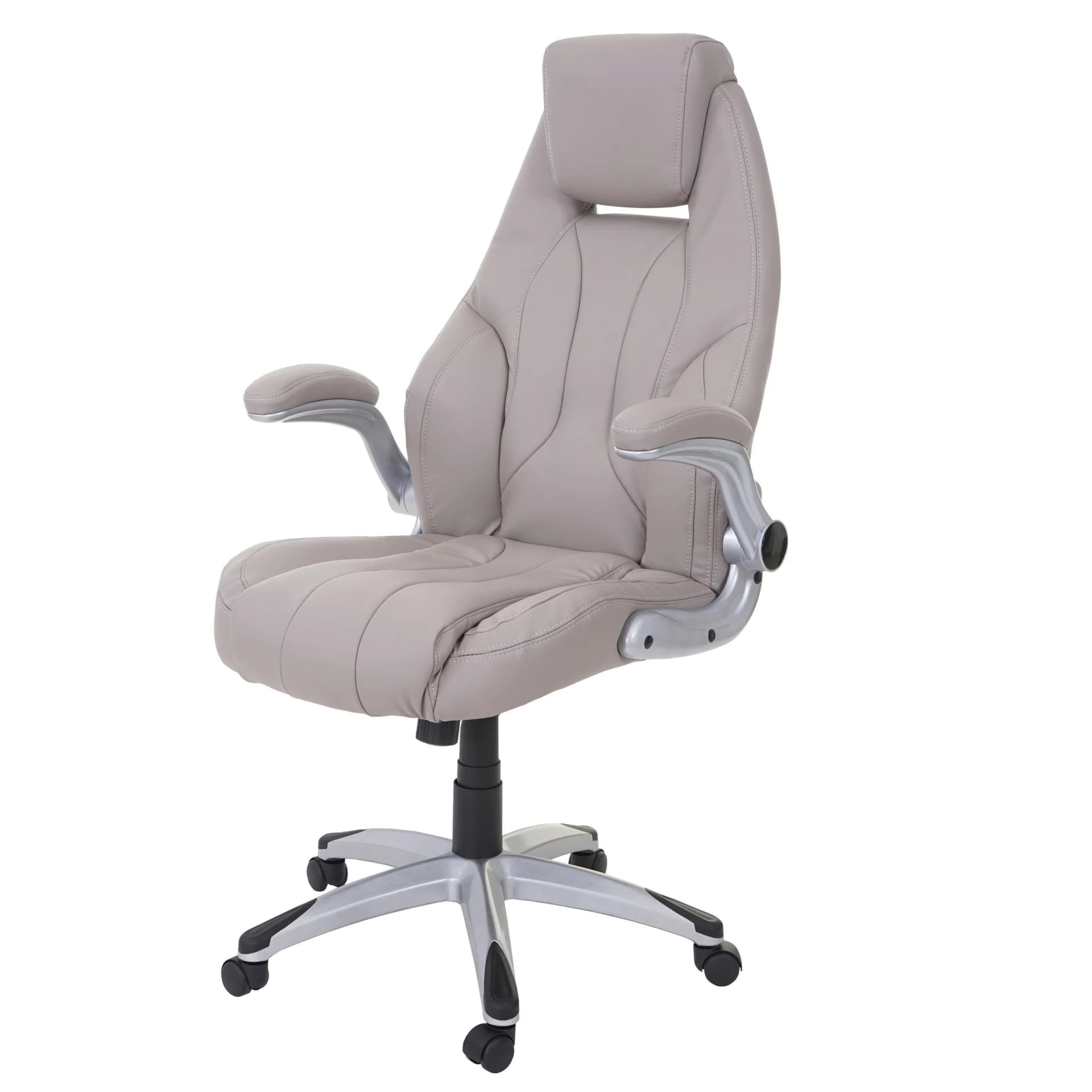 Bürostuhl MCW-A65 Chefsessel Drehstuhl Kunstleder taupe-grau MVG-zertifiziert - Bild 2