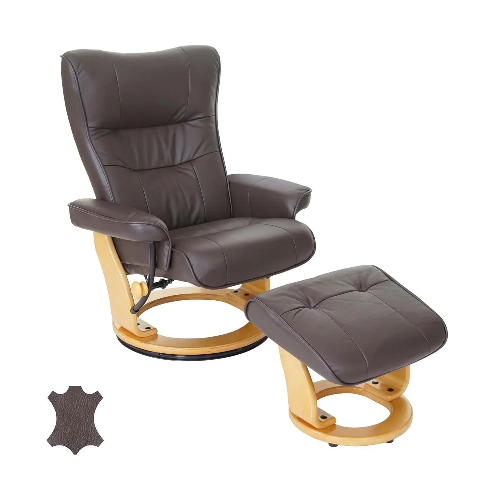 MCA Relaxsessel Edmonton mit Hocker - Echtleder braun