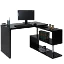 MCW Design Eckschreibtisch Hochglanz Schwarz mit Drehregal Bild 2