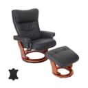 MCA Relaxsessel Edmonton mit Hocker - Echtleder Schwarz Bild 1
