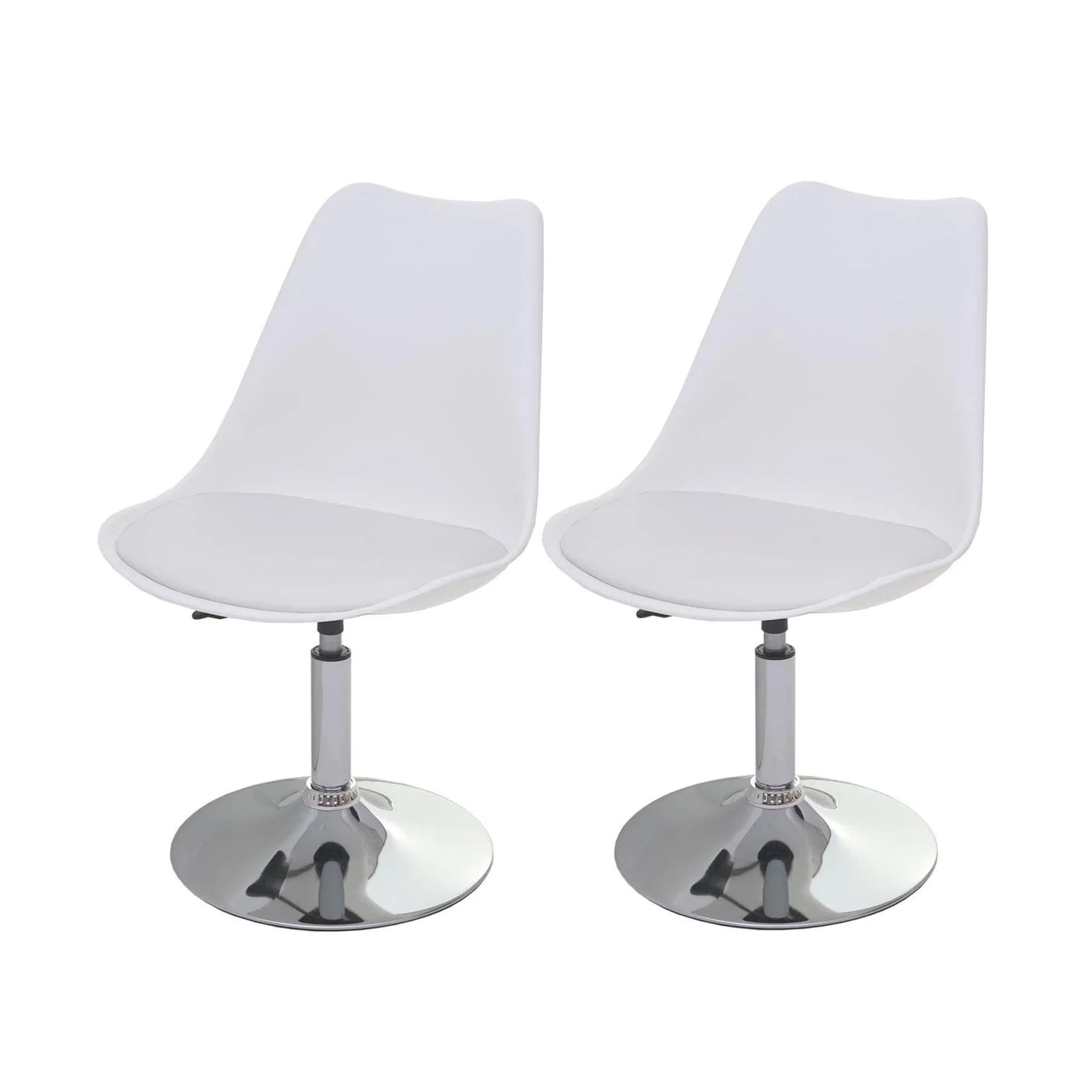 MCW 2er-Set Drehstuhl Vaasa T501 Weiß Kunstleder höhenverstellbar