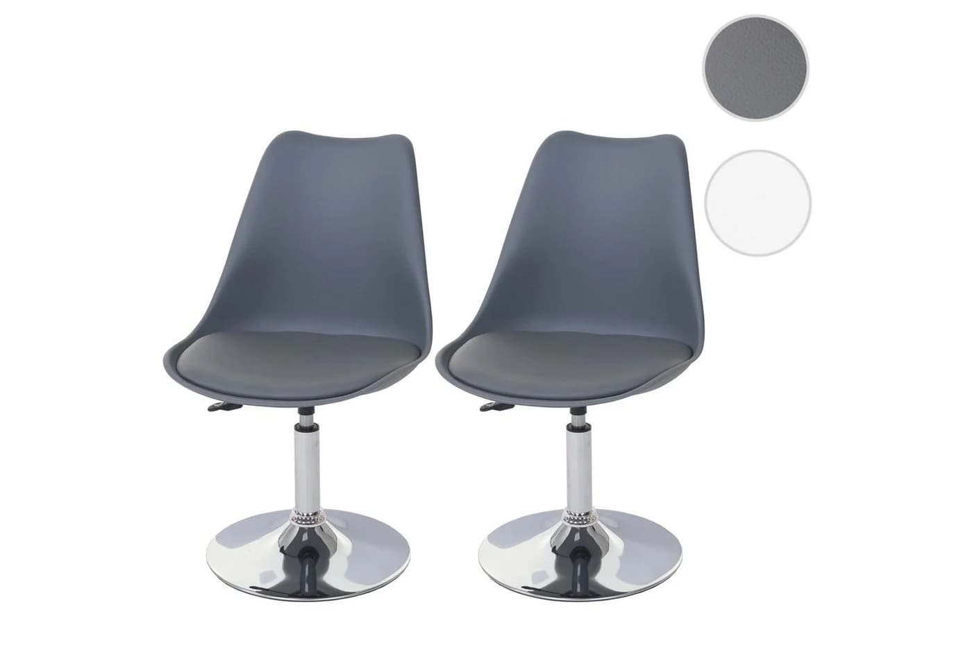 MCW 2er-Set Esszimmerstuhl Vaasa T501 Dunkelgrau Kunstleder Höhenverstellbar - Bild 2