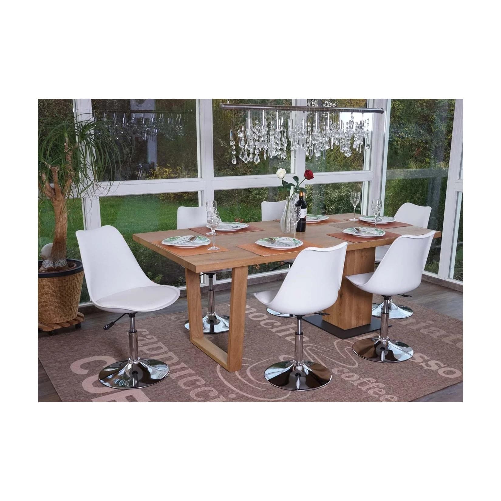 MCW 6er-Set Drehstuhl Vaasa T501 Weiß Kunstleder höhenverstellbar