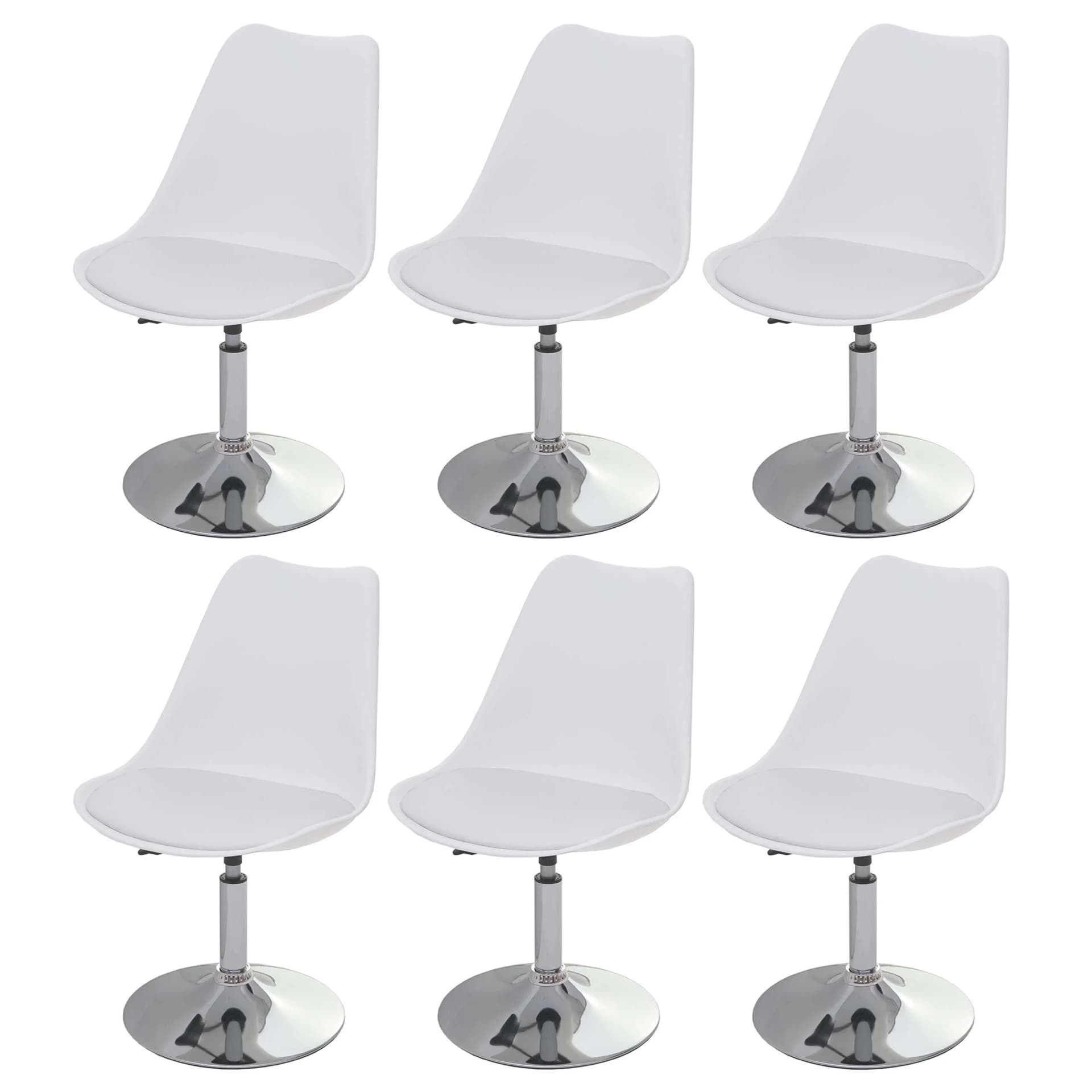 MCW 6er-Set Drehstuhl Vaasa T501 Weiß Kunstleder höhenverstellbar - Bild 2