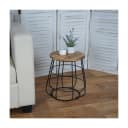 Beistelltisch Stauraum Echtholz Industriedesign Ø35cm Bild 1