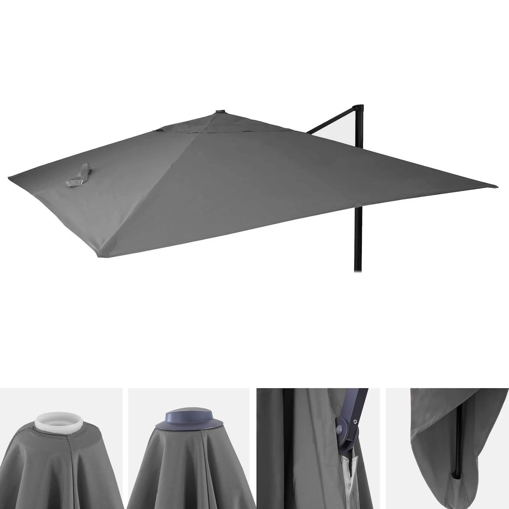 Ersatz-Bezug für Luxus-Ampelschirm MCW-A96, Sonnenschirmbezug, 3x4m Polyester Anthrazit
