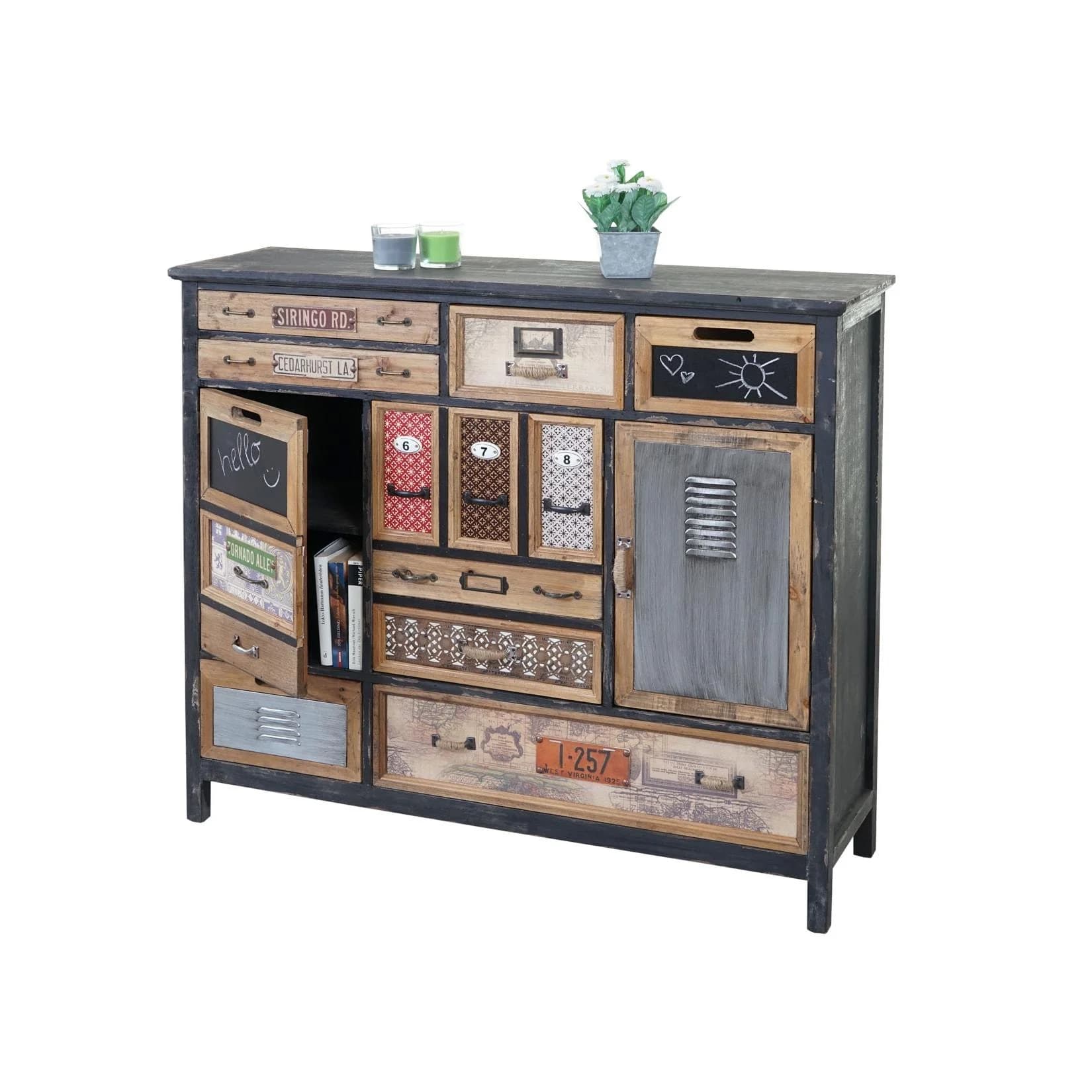 Apotheker-Schrank MCW-A43 Tanne Holz massiv Vintage Shabby-Look