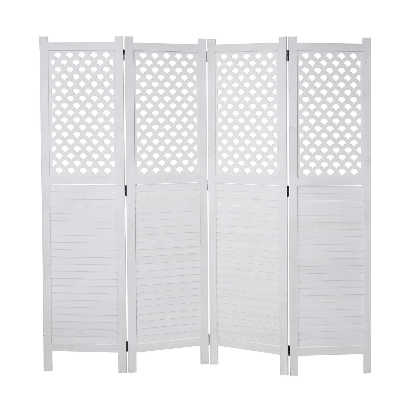 Paravent MCW-A84 Raumteiler Ornamente Weiß