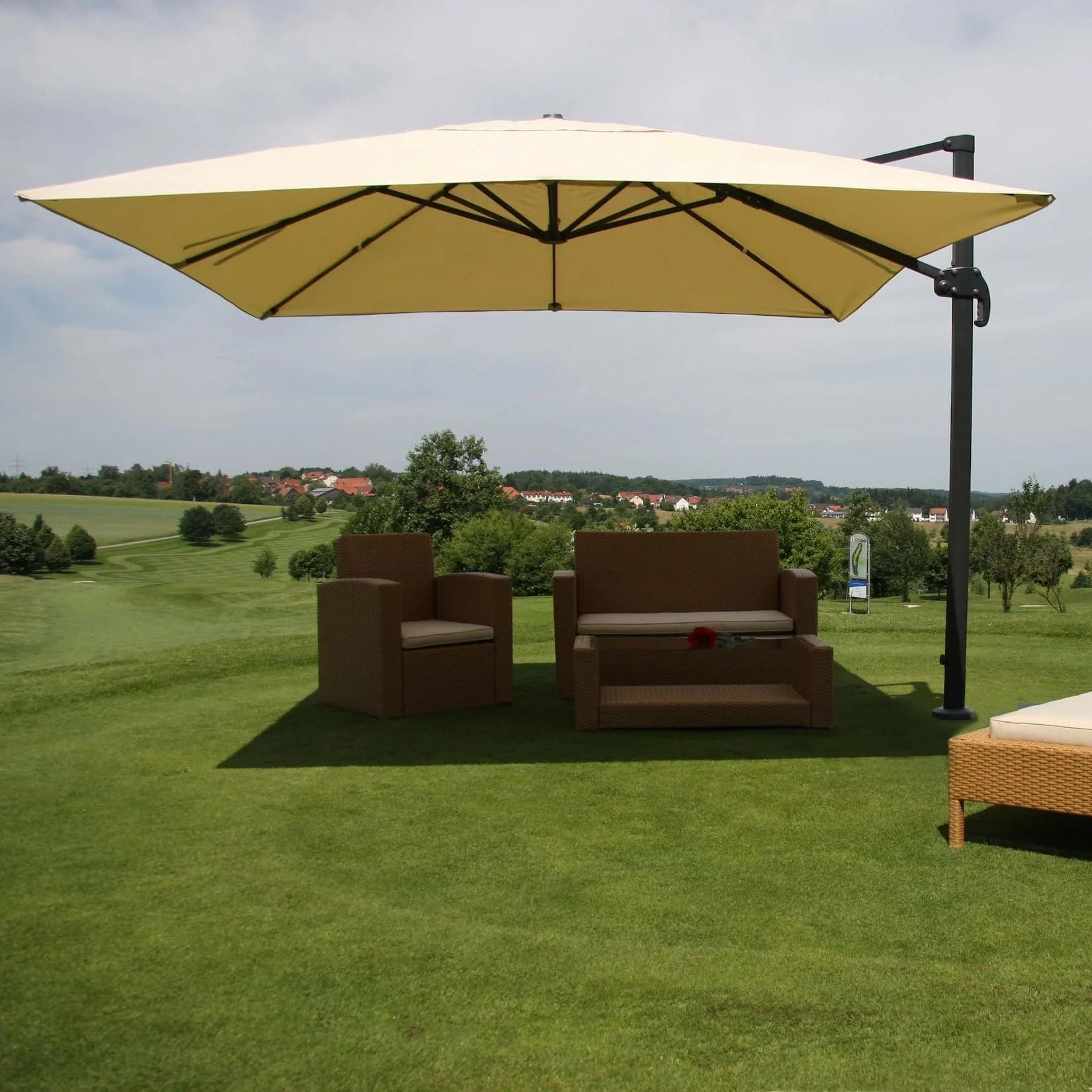 Ampelschirm MCW-A96 Gastronomie Sonnenschirm 3x3m Creme