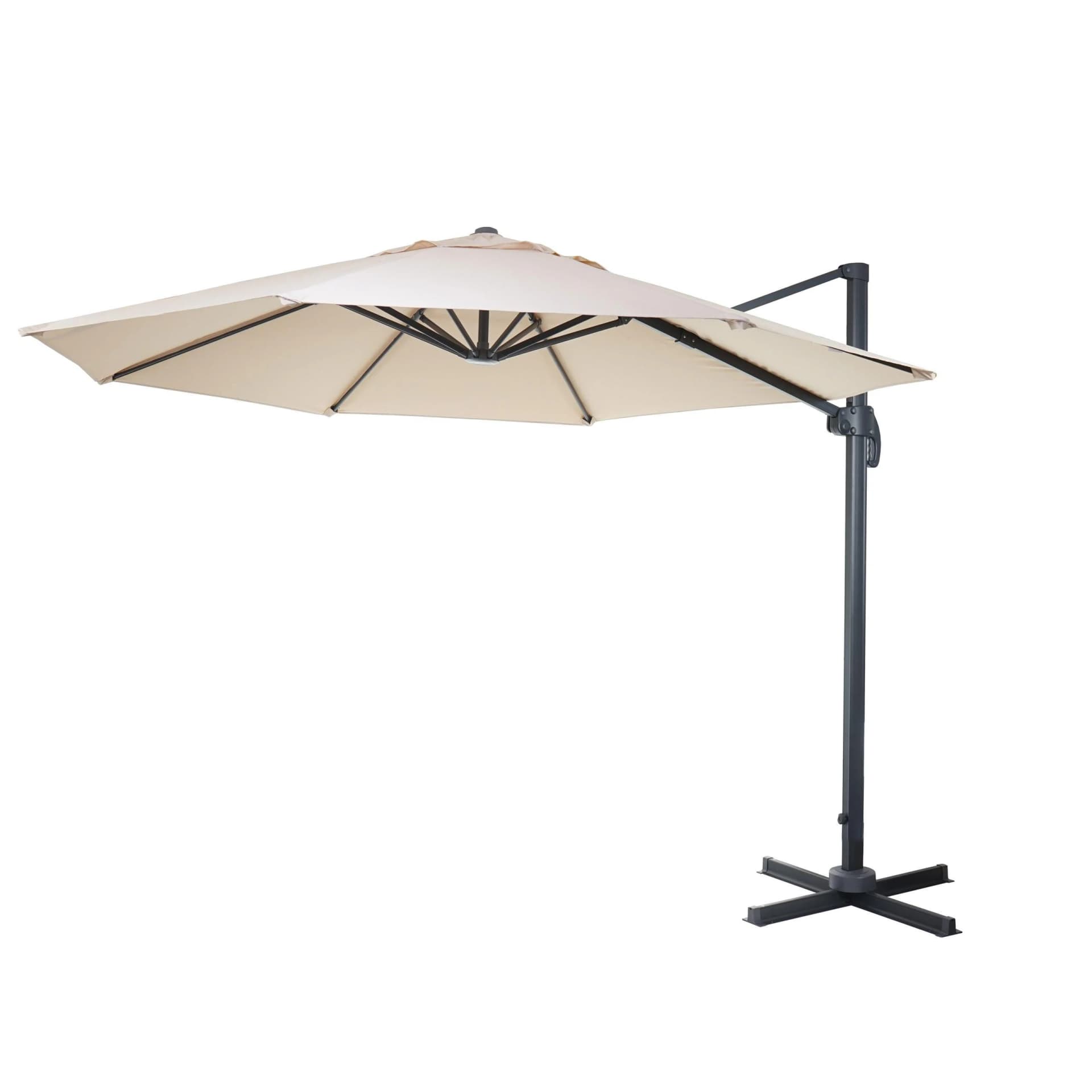 Gastronomie-Ampelschirm MCW-A96, Sonnenschirm, rund Ø 3m Polyester Alu/Stahl 23kg creme - Bild 2