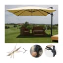Gastronomie-Ampelschirm MCW-A96 3x3m Schwenkbar Polyester Alu/Stahl 23kg Creme Bild 1