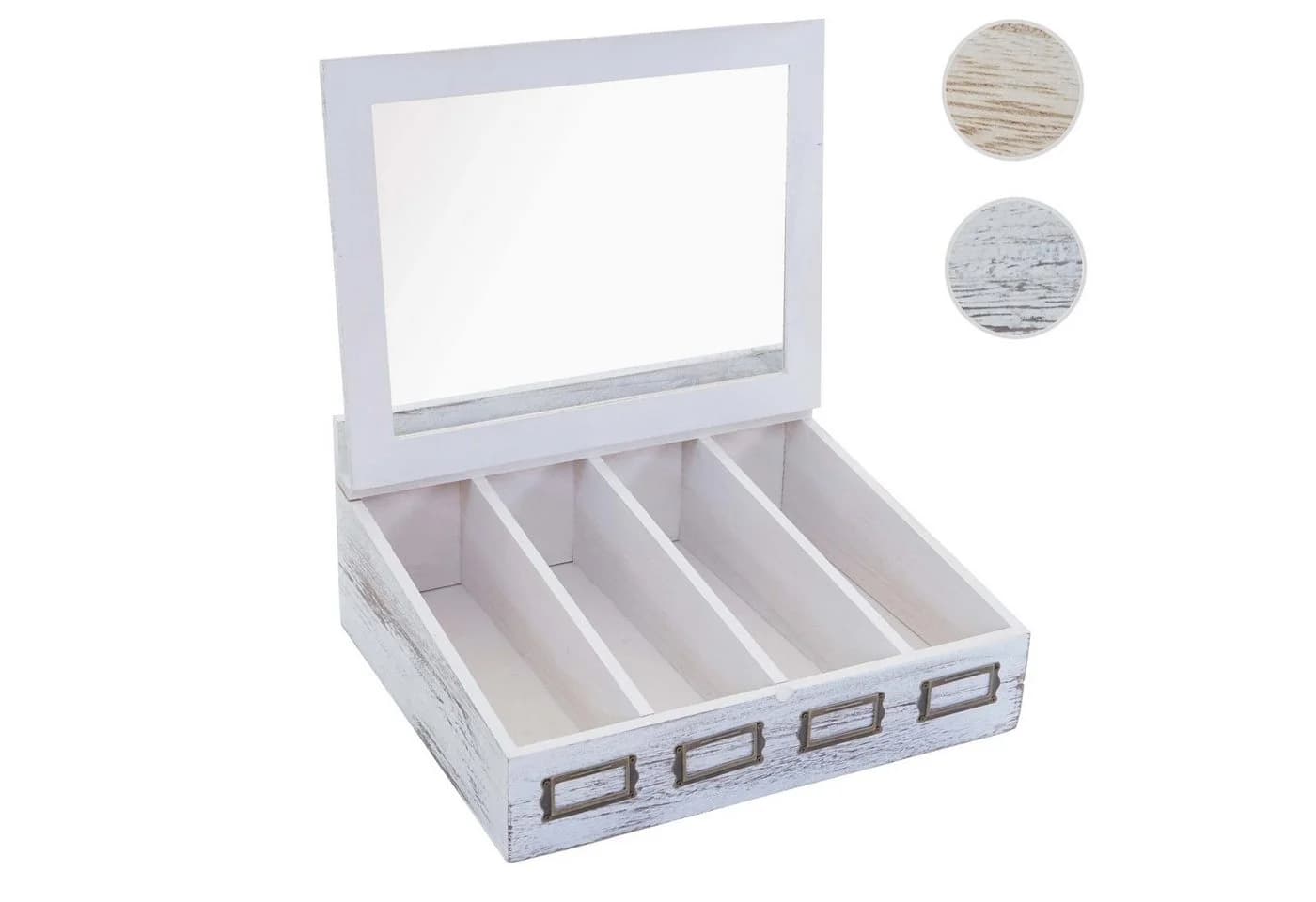 MCW Besteckkiste MCW-C25 Weiß Shabby 4 Fächer Paulowniaholz - Bild 4
