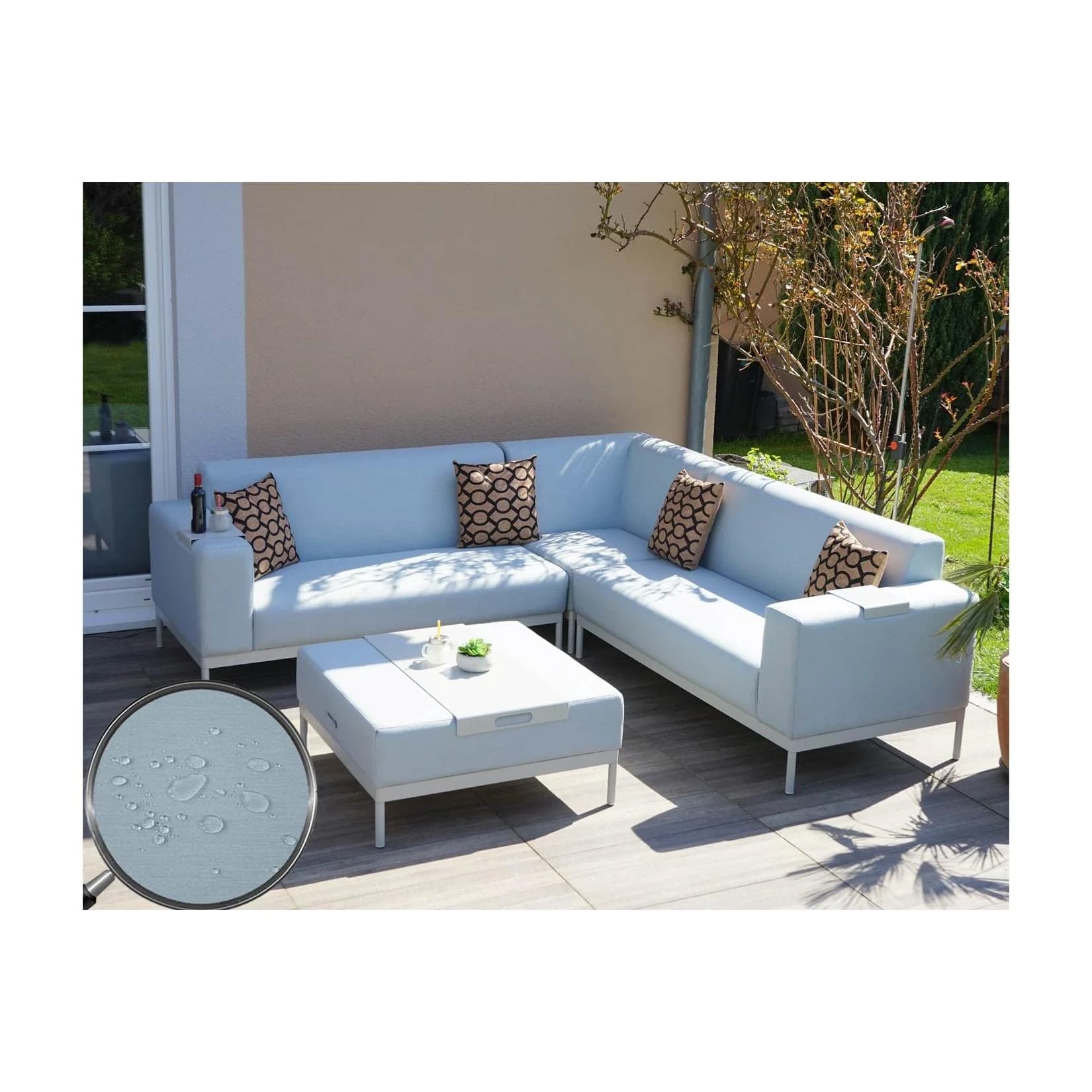 Alu-Garten-Garnitur MCW-C47 mit Kissen blau/braun