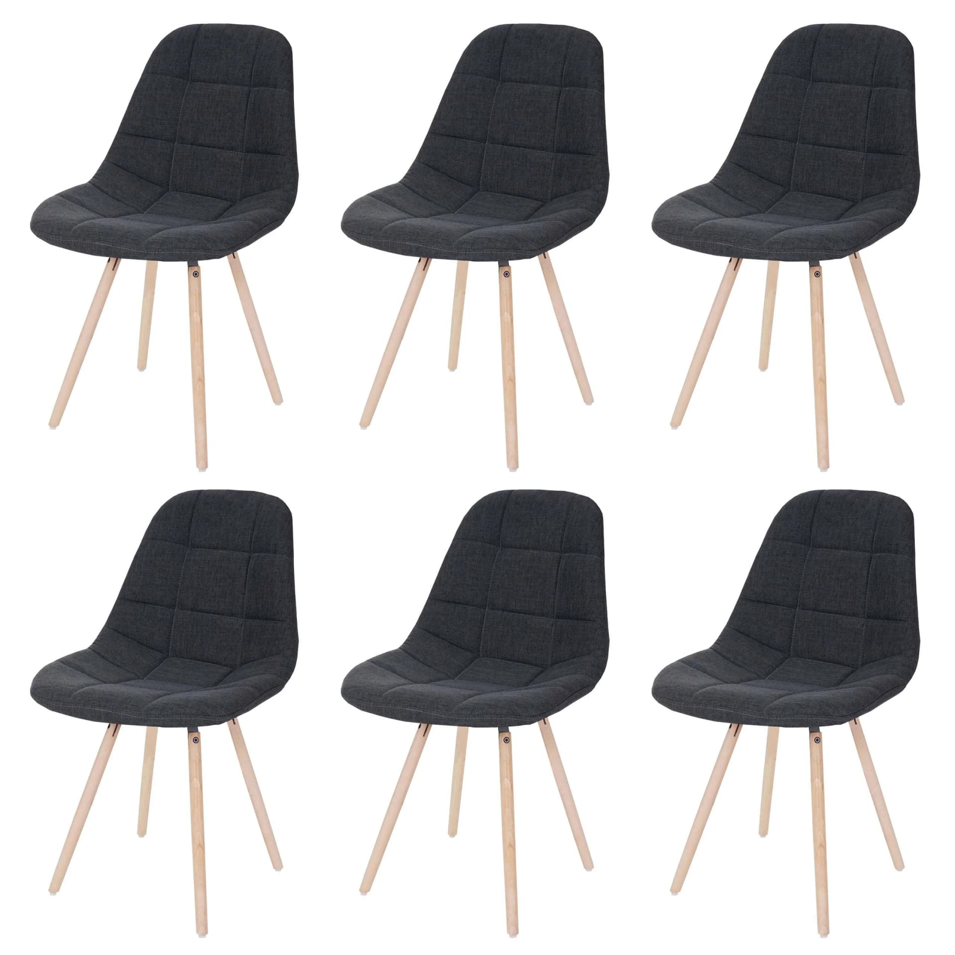 6er-Set Esszimmerstuhl MCW-A60 II Retro 50er Jahre Design Stoff dunkelgrau - Bild 2