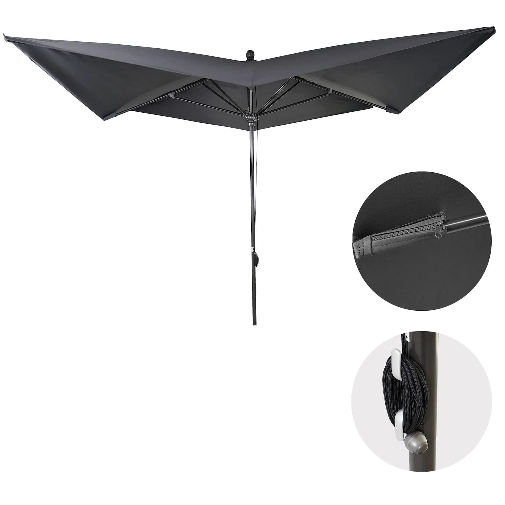 Luxus-Sonnenschirm MCW-A37 Marktschirm 3x3m Polyester/Alu 10kg Anthrazit