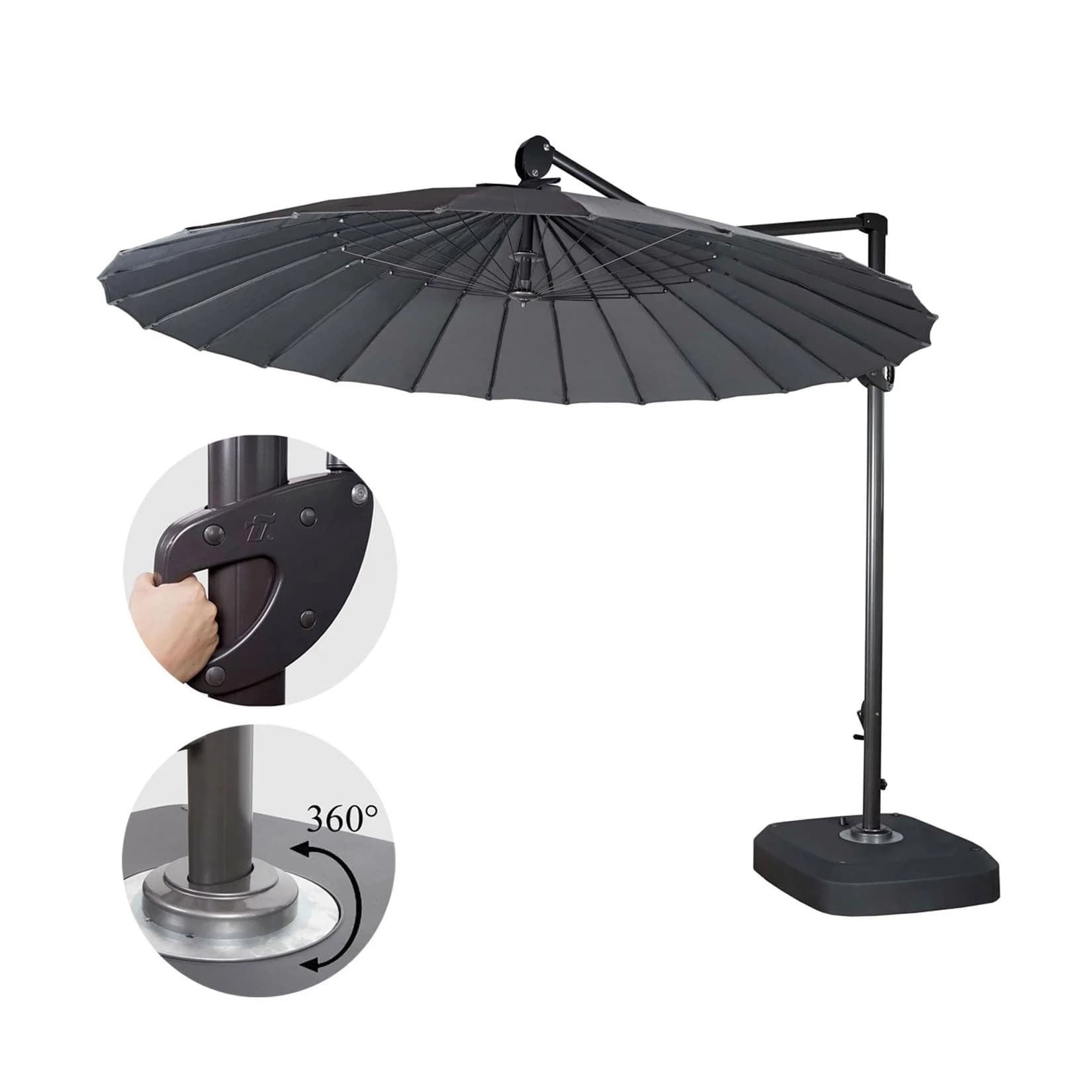Ampelschirm MCW-A34 Sonnenschirm mit Ständer Schutzhülle 2,8m Polyester Alu/Stahl 25kg Anthrazit
