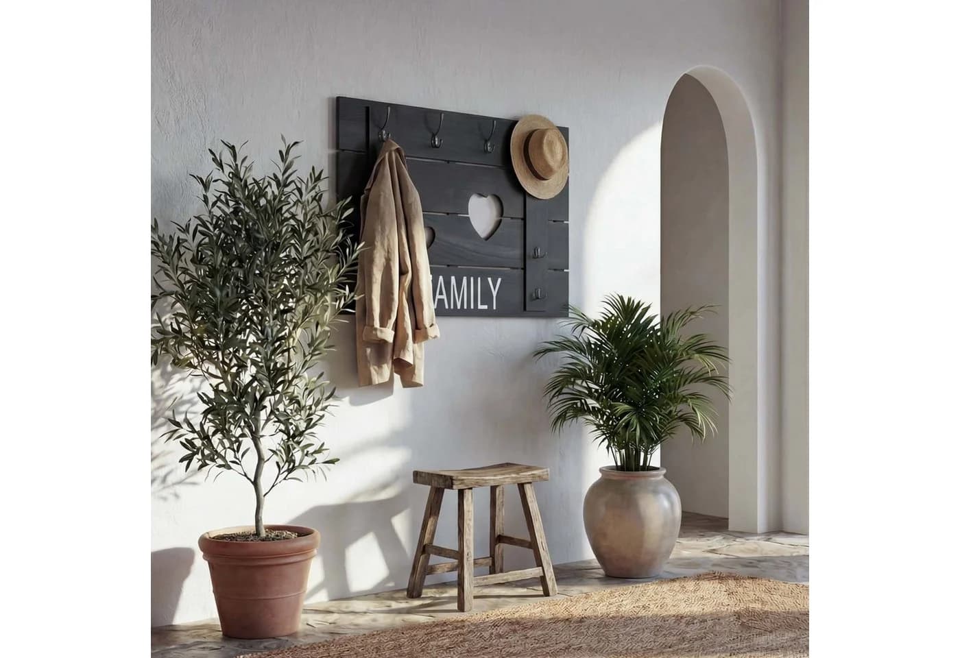 MCW Wandgarderobe Shabby-Look 8 Haken Dunkelgrau - Bild 5