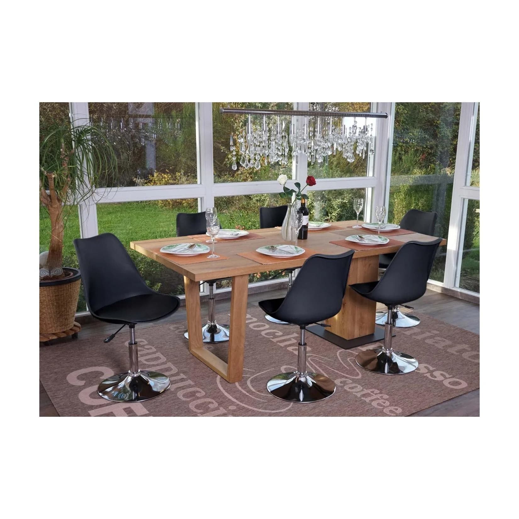 MCW 6er-Set Drehstuhl Vaasa T501 Schwarz Kunstleder höhenverstellbar