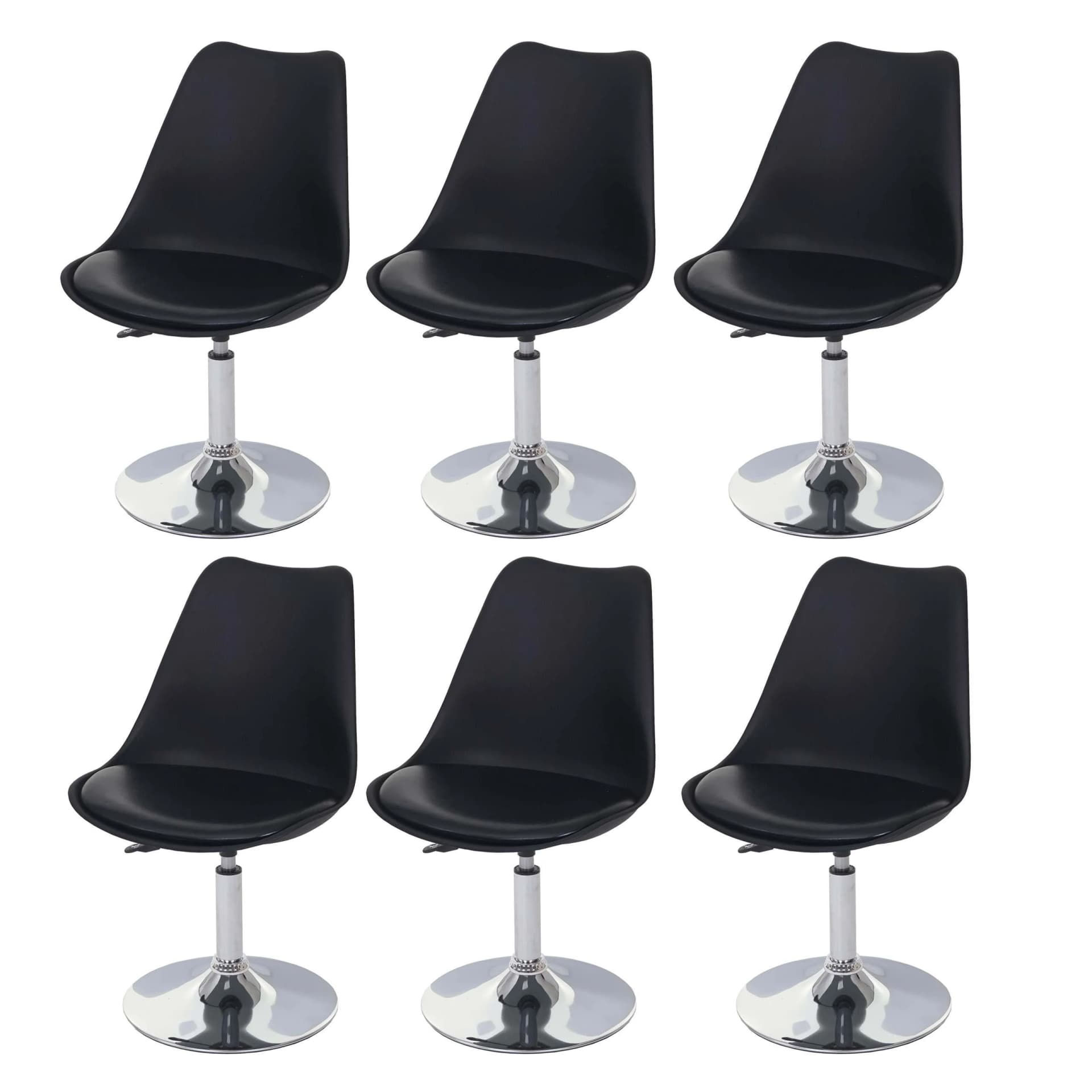 MCW 6er-Set Drehstuhl Vaasa T501 Schwarz Kunstleder höhenverstellbar - Bild 2