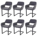 6er-Set Esszimmerstuhl MCW-A50 II Freischwinger Retro Grau Stoff Bild 2