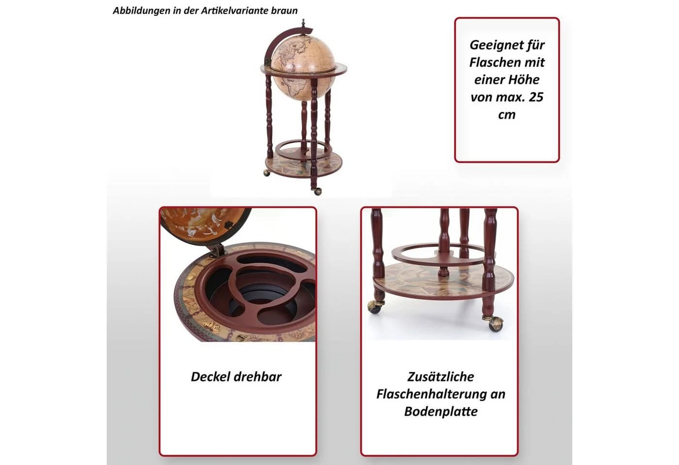 MCW Weinregal Globusbar MCW-D83 Braun Eukalyptusholz - Bild 5