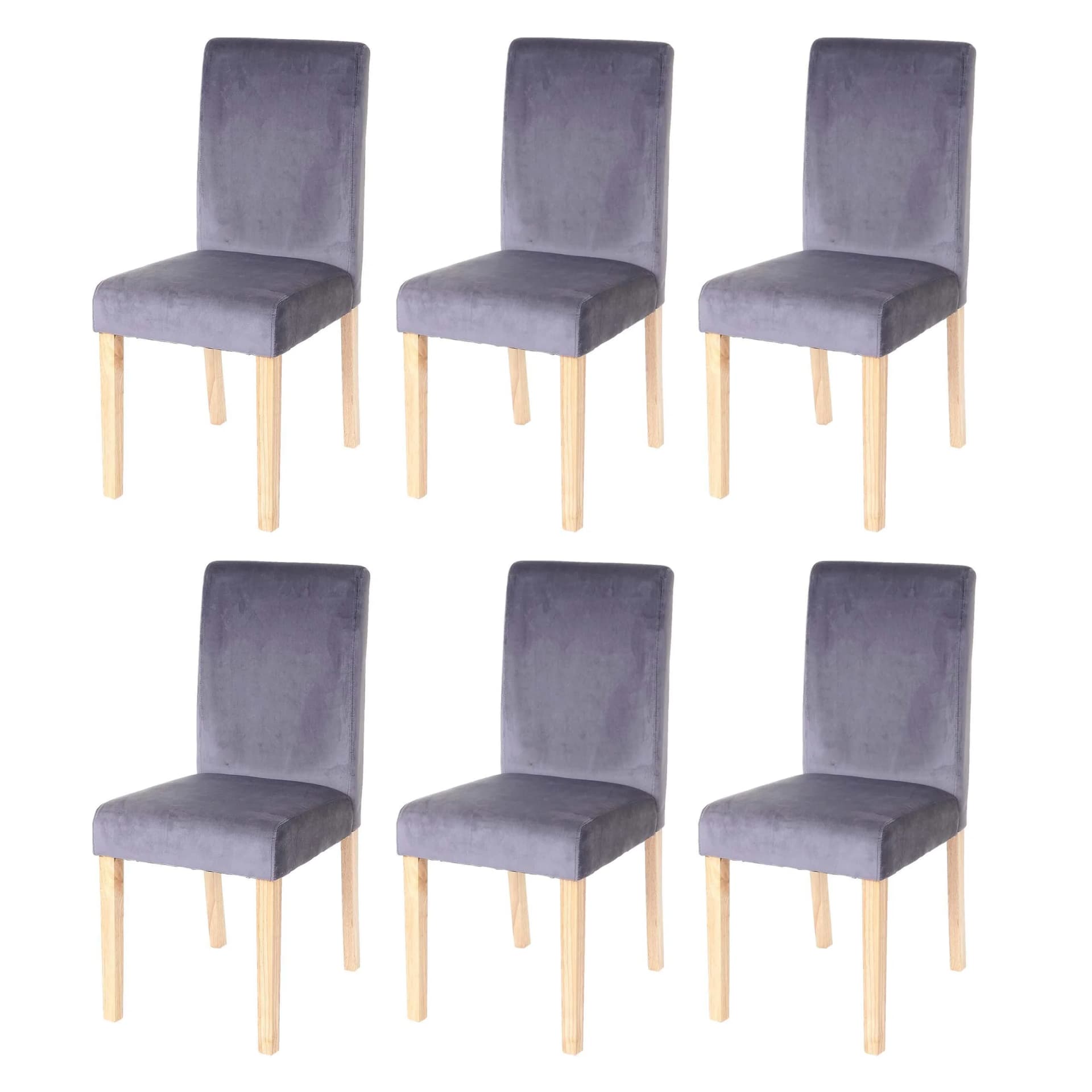 MCW 6er-Set Esszimmerstuhl Littau Grau Samt Helle Beine - Bild 2