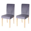 MCW 2er-Set Esszimmerstuhl Littau Grau Samt Helle Beine Bild 1