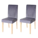 MCW 2er-Set Esszimmerstuhl Littau Grau Samt Helle Beine Bild 2