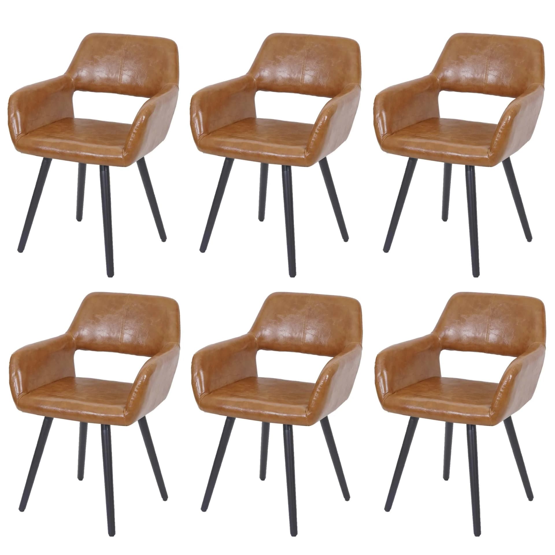 MCW 6er-Set Esszimmerstuhl Retro 50er Jahre Kunstleder Dunkel - Bild 2