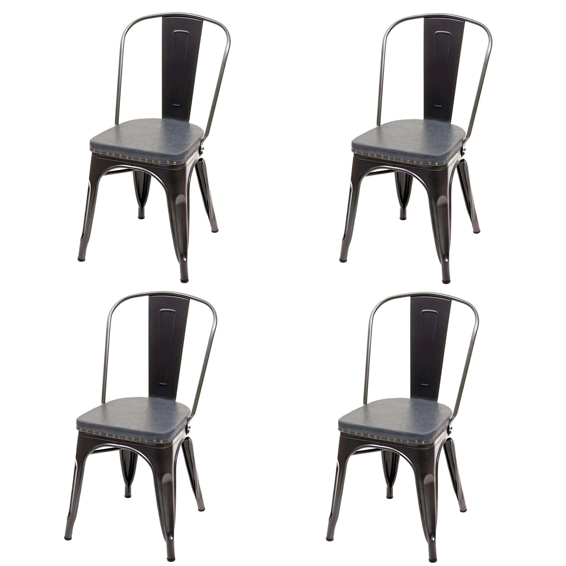 MCW 4er-Set Esszimmerstuhl Chesterfield Metall Kunstleder Schwarz-Grau - Bild 2