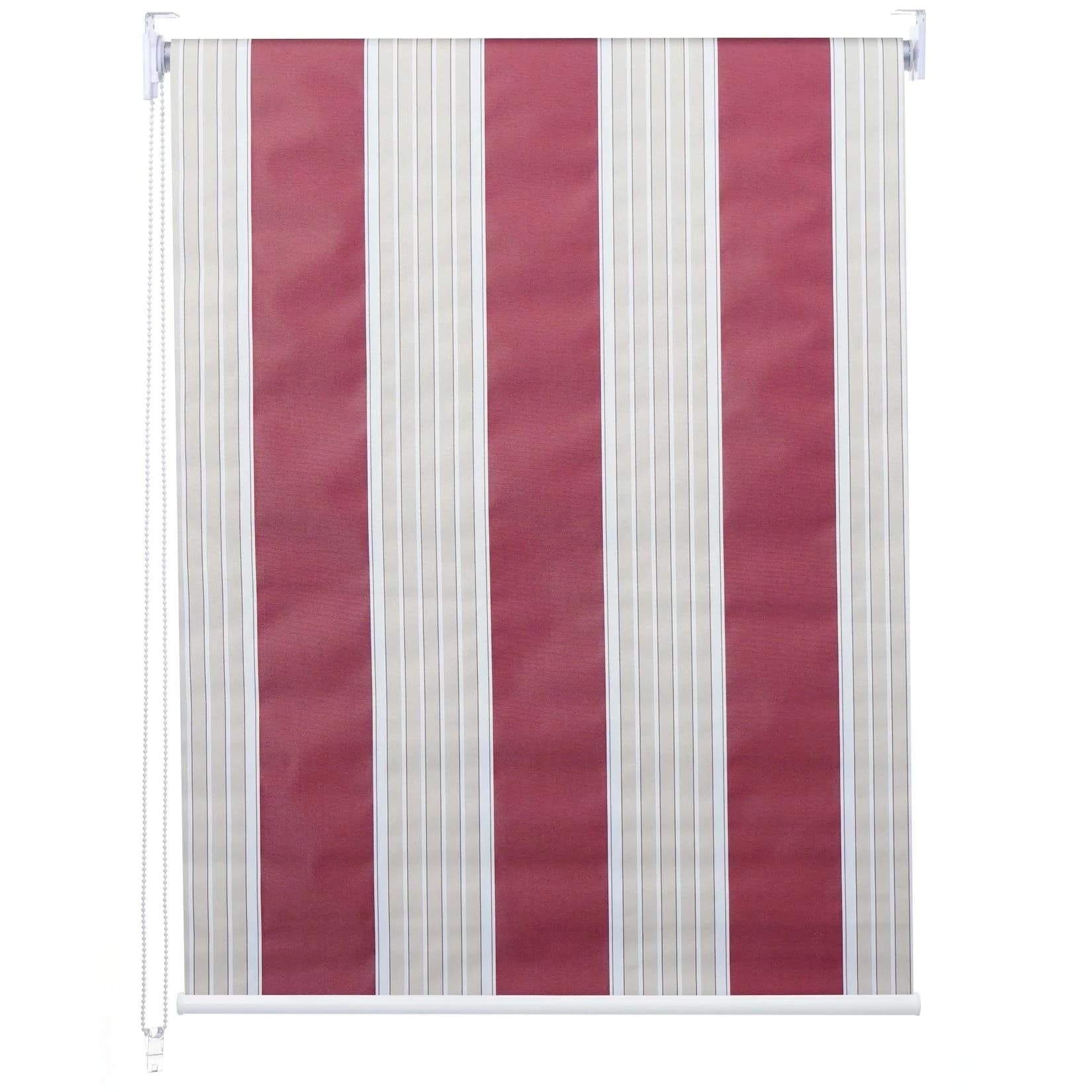 Rollo MCW-D52 Seitenzugrollo Jalousie Sonnenschutz Verdunkelung Blickdicht 70x230cm Rot/Weiß/Beige