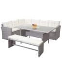 MCW Poly-Rattan-Garnitur MCW-A29 Hellgrau Creme 6-9 Sitzplätze Bild 1