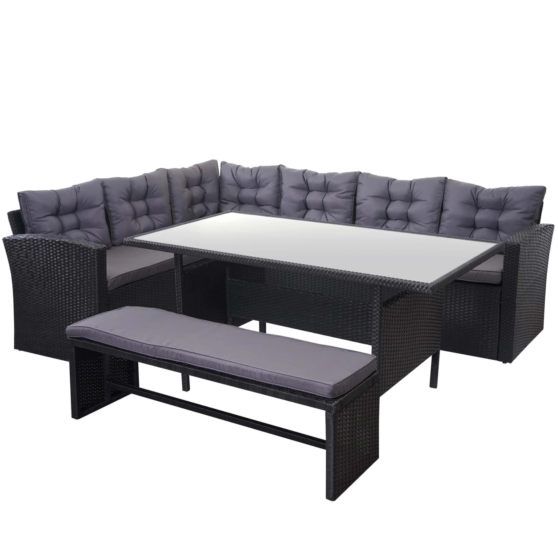 MCW Poly-Rattan-Garnitur MCW-A29 Schwarz/Grau 6-9 Sitzplätze - Bild 2