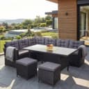 Poly-Rattan-Garnitur MCW-A29, Gartengarnitur Sitzgruppe Lounge-Esstisch-Set, schwarz Bild 1
