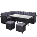 Poly-Rattan-Garnitur MCW-A29, Gartengarnitur Sitzgruppe Lounge-Esstisch-Set, schwarz Bild 2