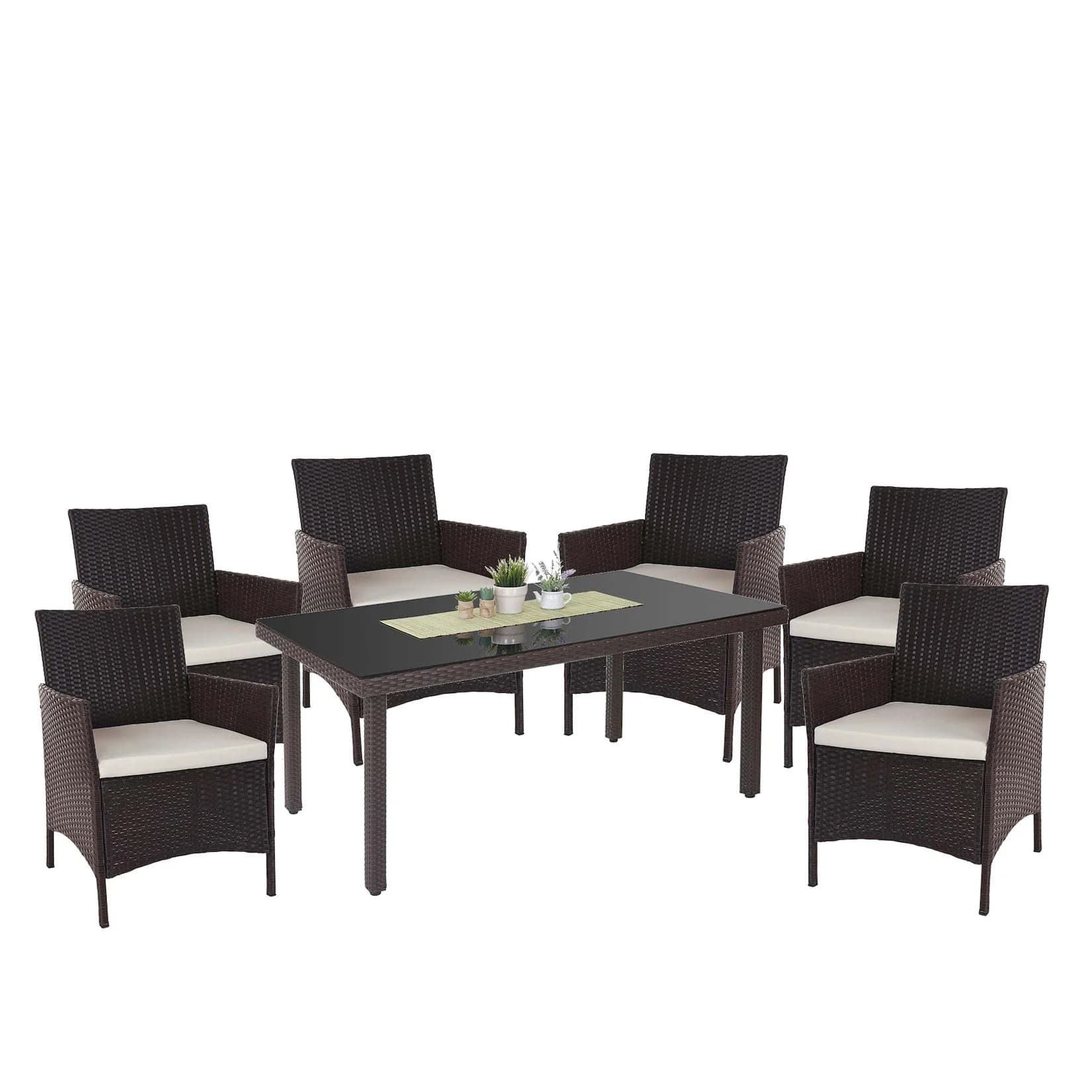 Poly-Rattan-Garnitur Hamar Gartenmöbel Balkon-Set Sitzgarnitur Braun Creme