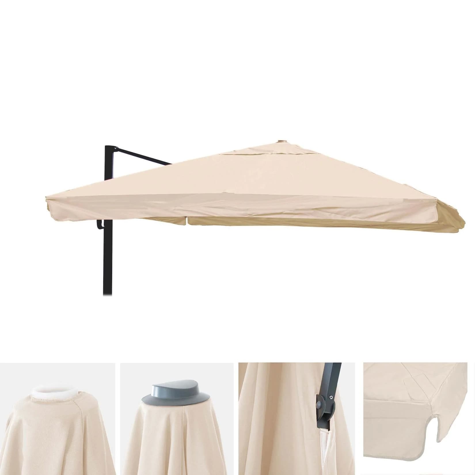 Ersatz-Bezug für Luxus-Ampelschirm MCW-A96 mit Flap, 3,5x3,5m Polyester 4kg Creme