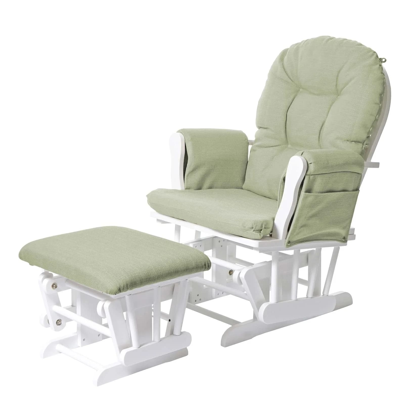Relaxsessel MCW-C76 Schaukelstuhl mit Hocker hellgrün/Weiß