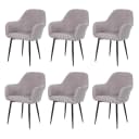 6er-Set Esszimmerstuhl MCW-F18 Retro Design Grau Stoff Schwarze Beine Bild 2